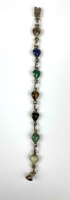 Signed Taxco Multi Stone .925 Sterling Silver Bracelet