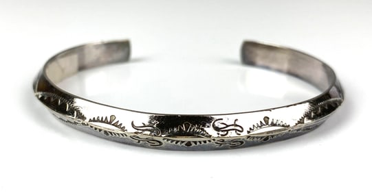 Hand Crafted Etched .925 Sterling Silver Cuff Bracelet
