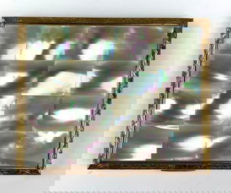 Antique American Beauty Mother of Pearl Makeup Compact