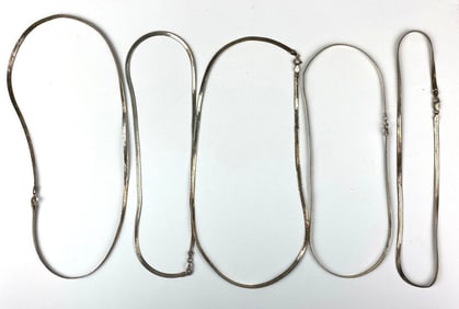 Group of 5 Italy Herringbone .925 Sterling Silver Necklaces