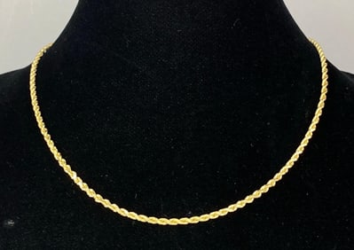 Signed Ma 14K Gold Rope Chain
