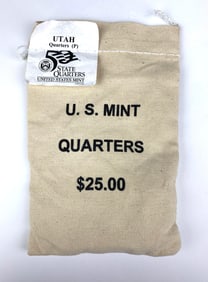 US Mint $25 Utah P state Quarters in Canvas Bag