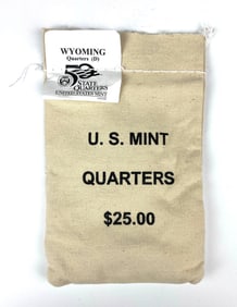 US Mint $25 Wyoming D State Quarters in Canvas Bag