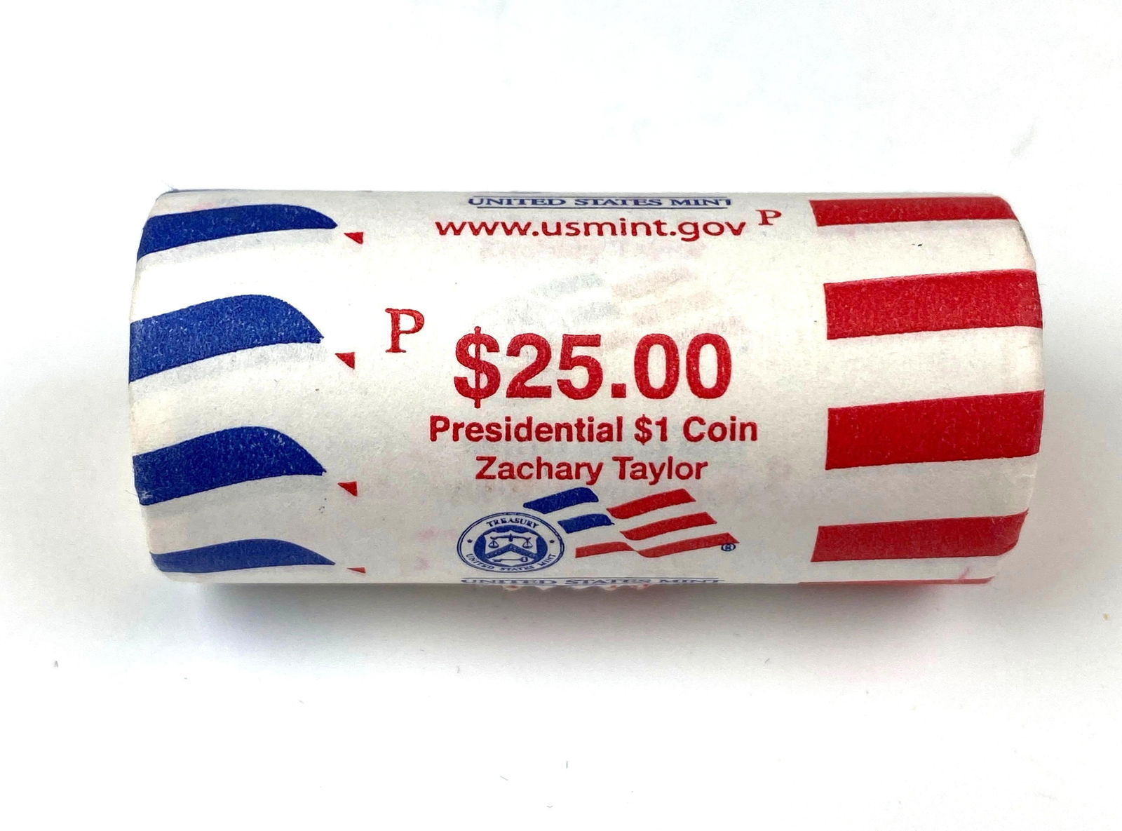 US Mint $25 Presidential Zachary Taylor $1 P Coin Roll (1 of 2)