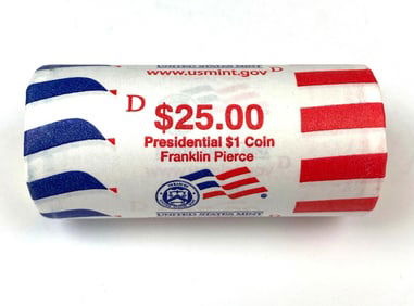 US Mint $25 Presidential Franklin Pierce $1 D Coin Roll