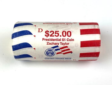 US Mint $25 Presidential Zachary Taylor $1 D Coin Roll