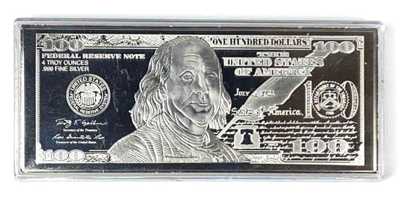 2013 APMEX $100 4 oz .999 Fine Silver Proof Certificate