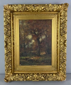 Signed Linford Oil on Board Painting with Ornate Good Frame