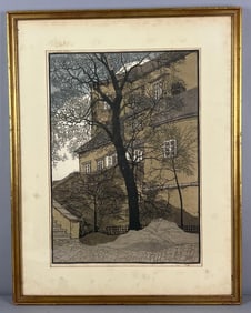 Attributed to Hede Jahn (1885-1935) Schloss Liechtenstein in Sternberg, Mähren 1913 Woodblock