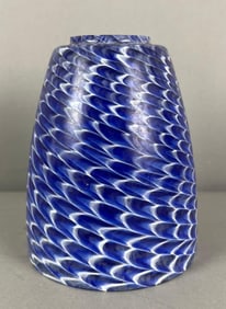 Blue and White Swirl Art Glass Lamp Shade