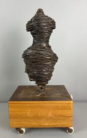 Brutalist Female Figure Bronze Wire Art Sculpture
