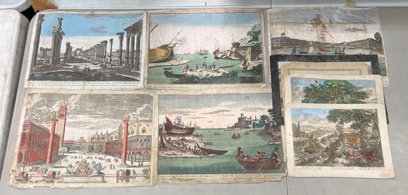 Antique French Hand Colored Lithographs