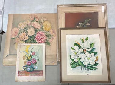 Group of 4 Floral Still Life Paintings