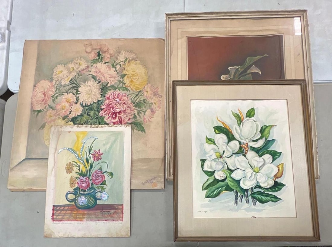 Group of 4 Floral Still Life Paintings (1 of 7)
