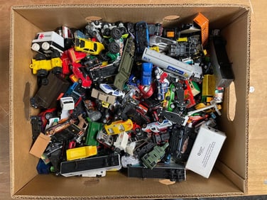 Banana Box of Loose Die-Cast Vehicles