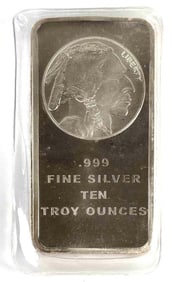 Buffalo Nickel 10oz .999 Fine Silver Ingot/Bar