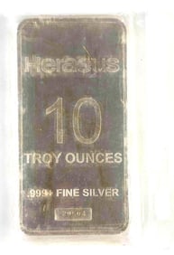 Heraeus 10oz .999 Fine Silver Ingot/Bar