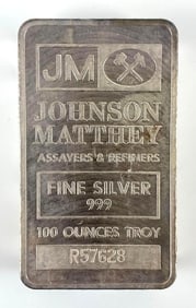 Johnson Matthey 100 oz .999 Fine Silver Ingot/ Bar