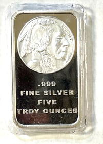 Native American Buffalo 5 oz .999 Fine Silver Bar Sealed