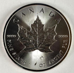 2014 Canada $5 Maple Leaf with Maple Leaf Privy 1 oz .999 Fine Silver Coin