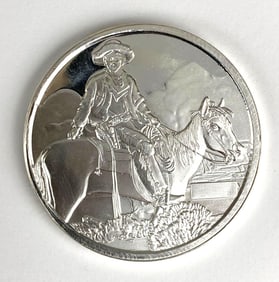 Vintage Cowboy on Horse 1 oz .999 Fine Silver Round