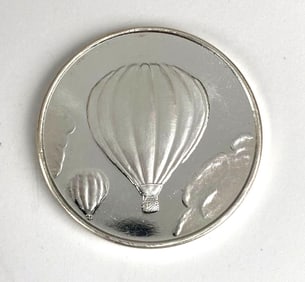 Vintage Hot Air Balloon 1 oz .999 Fine Silver Round