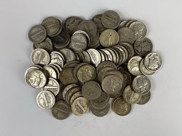 Group of 100 US Mercury Silver Dimes