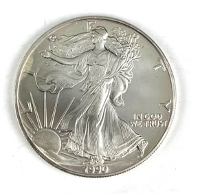 1990 US Mint American Silver Eagle 1 oz .999 Fine Silver