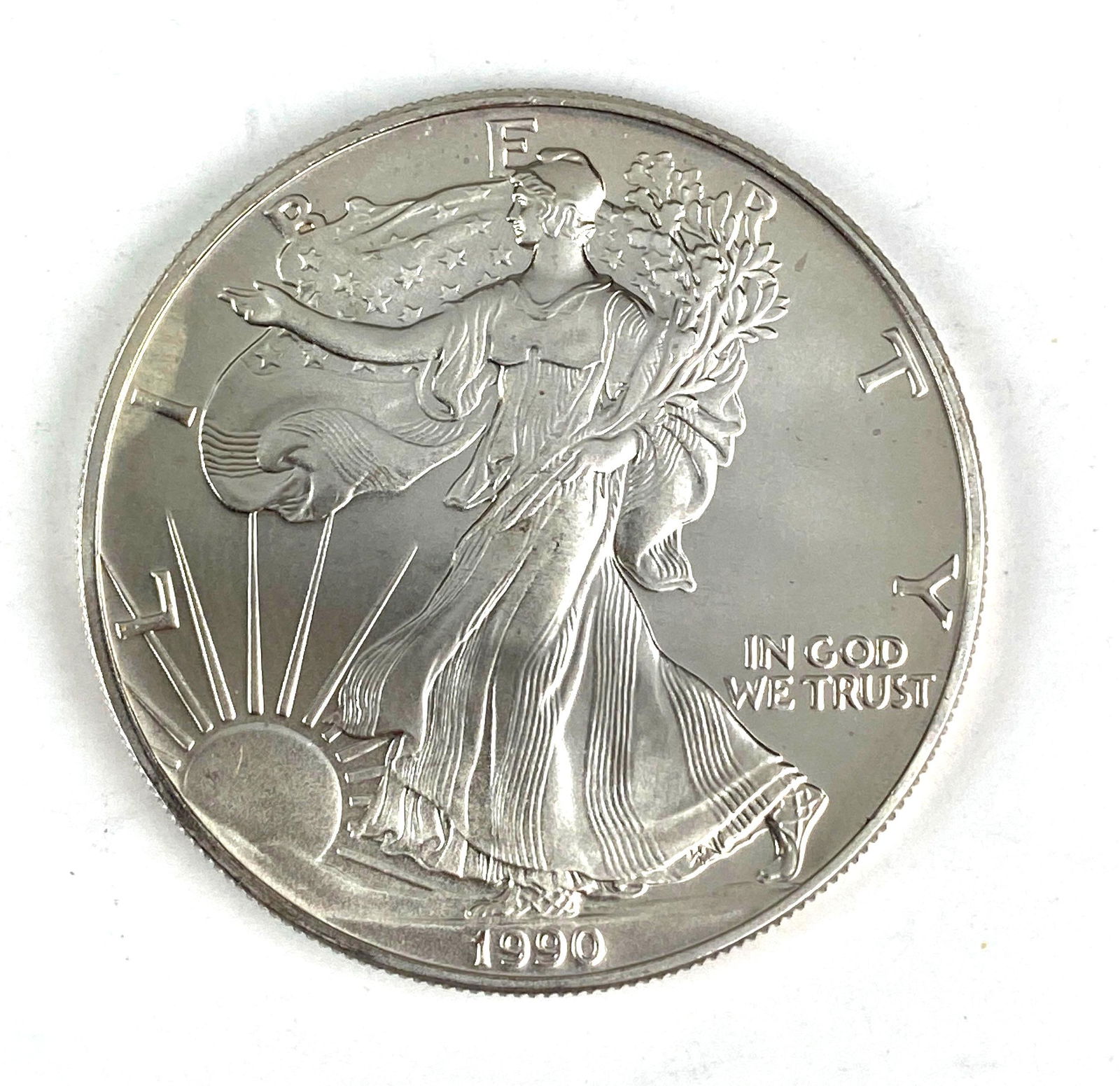 1990 US Mint American Silver Eagle 1 oz .999 Fine Silver (1 of 2)