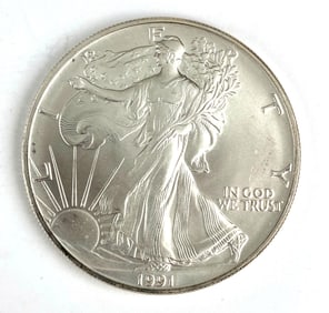 1991 US Mint American Silver Eagle 1 oz .999 Fine Silver