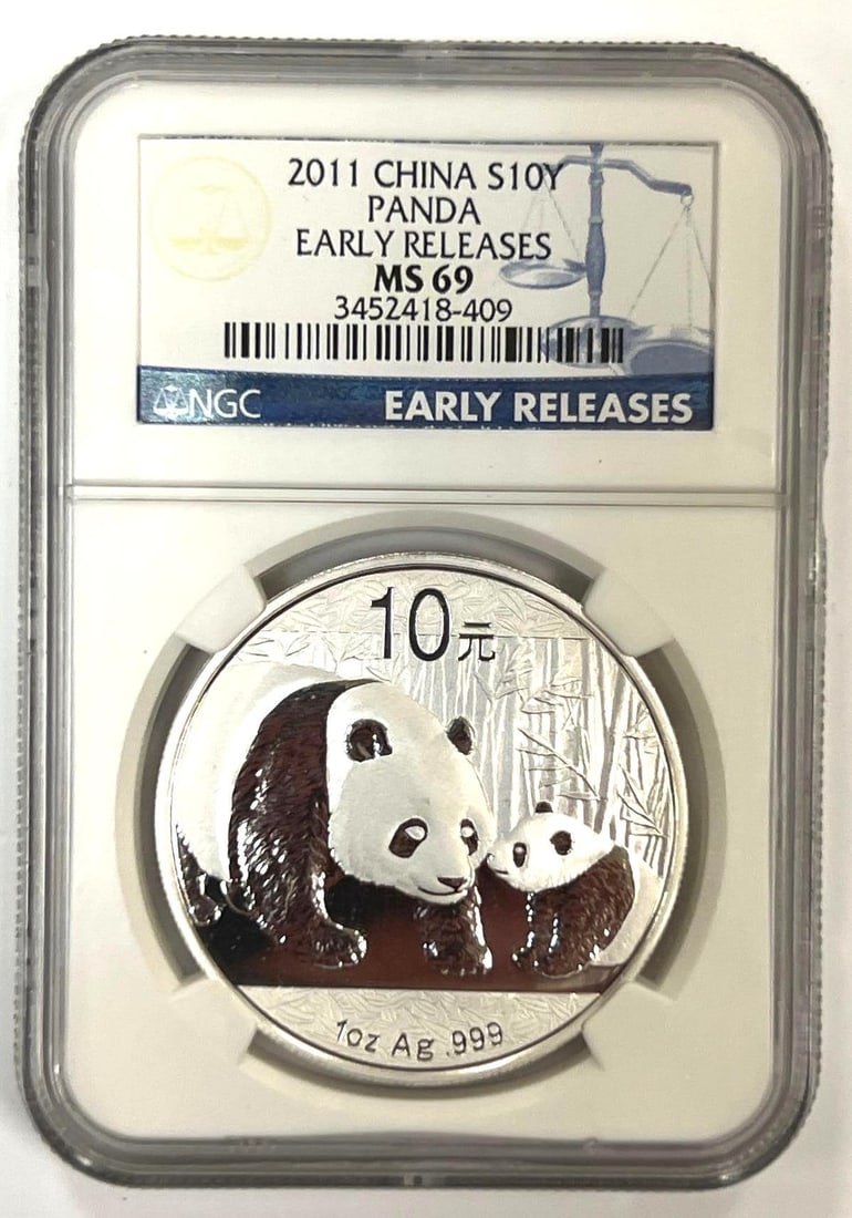 2011 China Silver Panda NGC MS69 Early Release 1 oz .999 Fine Silver Round (1 of 2)