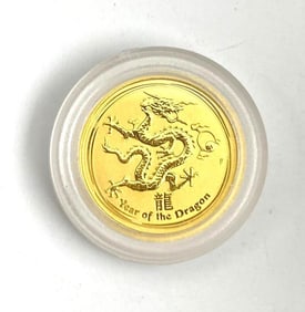 2012 Australia $5 Year of the Dragon 1/20th oz .999 Gold Coin
