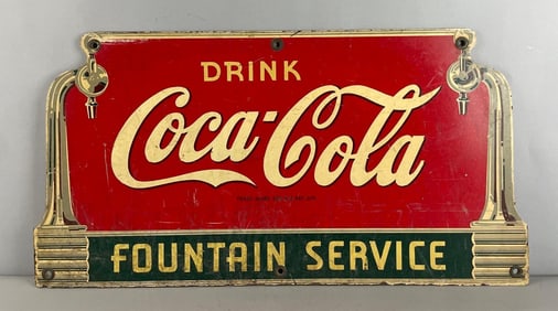 Vintage Coca-Cola Fountain Service Pressboard Advertising Sign