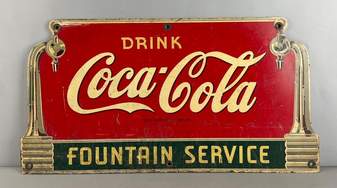 Vintage Coca-Cola Fountain Service Pressboard Advertising Sign