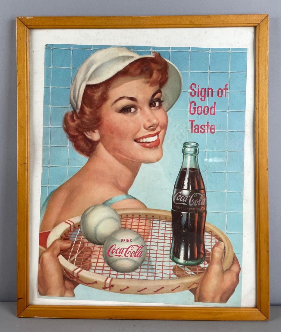 Vintage Coca-Cola Tennis Paper Advertising Sign (1 of 2)