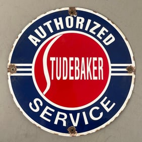 Vintage Studebaker Authorized Service Porcelain Advertising Sign