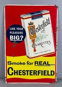 Vintage Chesterfield Cigarettes Embossed Tin Advertising Sign
