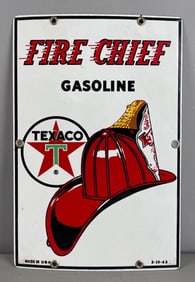 1963 Texaco Fire Chief Gasoline Porcelain Advertising Sign
