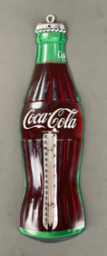 Vintage Coca-Cola Bottle Metal Advertising Thermometer