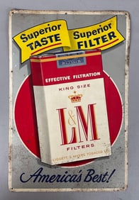 Vintage L and M Cigarettes Tin Advertising Sign