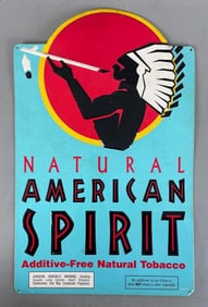 American Spirit Cigarettes Embossed Metal Advertising Sign
