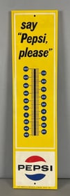 Vintage Pepsi Metal Advertising Thermometer