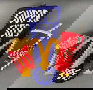 McDonald's / Coca-Cola Super Size 3D Advertising Sign: Plastic, measures H 18" x W 18" x D