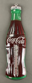 Vintage Coca-Cola Bottle Metal Advertising Thermometer