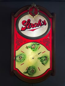 1988 Strohs Beer Light-Up Advertising Clock