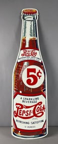 Reproduction Pepsi-Cola Bottle Metal Advertising Sign