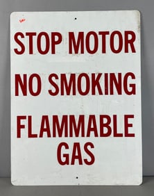 Stop Motor No Smoking Flammable Gas Metal Sign