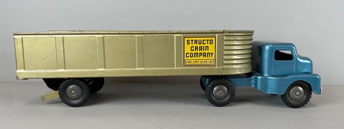 Vintage Structo Grain Co. Pressed Steel Truck and Trailer