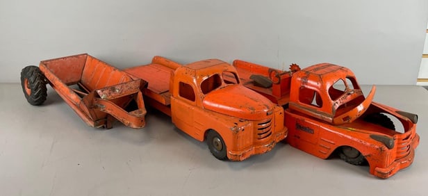 Group of Vintage Structo Pressed Steel Vehicles