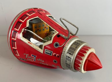 Vintage Japanese Friendship 7 Tin Litho Friction Space Capsule
